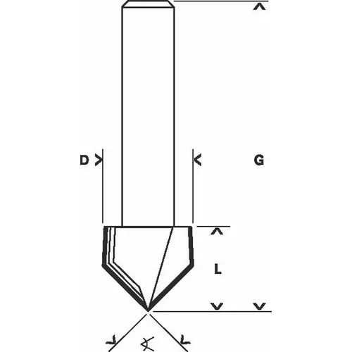 Drážkovací fréza tvaru V, 6 mm, D1 9,5 mm, L 12,35 mm, G 45 mm, 90° BOSCH 2608628446