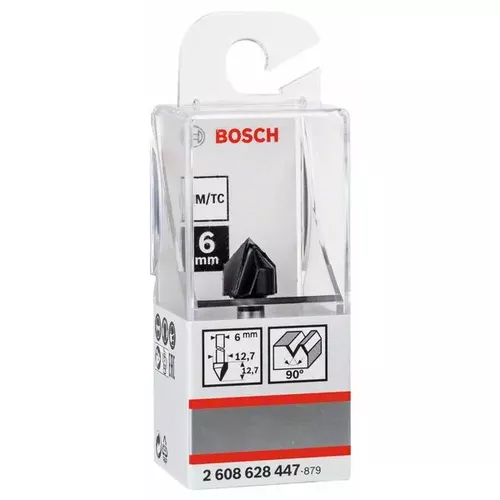 Drážkovací fréza tvaru V, 6 mm, D1 12,7 mm, L 12,7 mm, G 45 mm, 90° BOSCH 2608628447