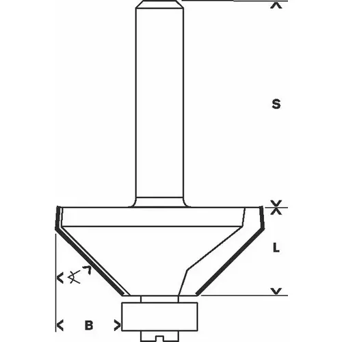 Fazetovací fréza, 6 mm, D1 34,9 mm, B 11,1 mm, L 14,7 mm, G 56 mm, 45° BOSCH 2608628448