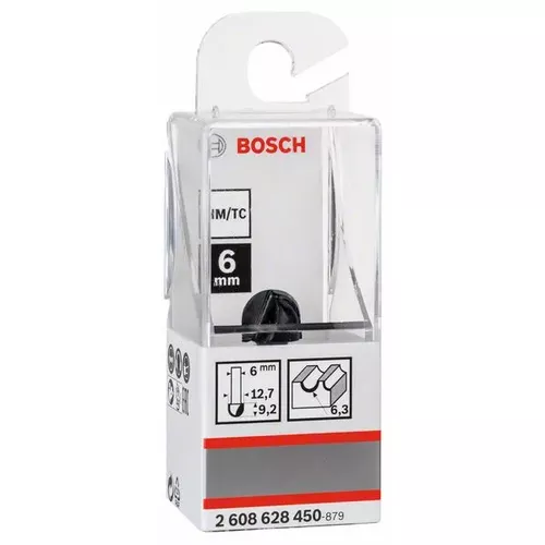 Žlábkovací fréza, 6 mm, R1 6,3 mm, D 12,7 mm, L 9,2 mm, G 40 mm BOSCH 2608628450