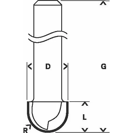 Žlábkovací fréza, 6 mm, R1 6,3 mm, D 12,7 mm, L 9,2 mm, G 40 mm BOSCH 2608628450