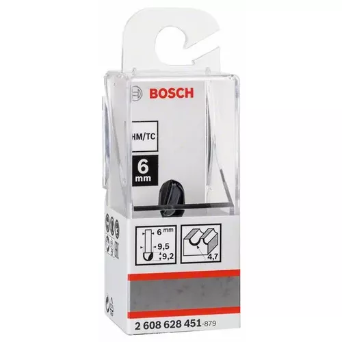 Žlábkovací fréza, 6 mm, R1 4,7 mm, D 9,5 mm, L 9,2 mm, G 40 mm BOSCH 2608628451