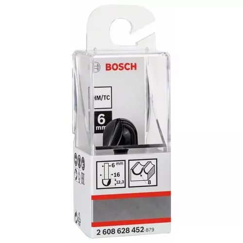 Žlábkovací fréza, 6 mm, R1 8 mm, D 15,9 mm, L 12,3 mm, G 45 mm BOSCH 2608628452