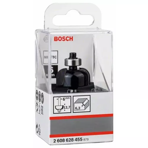 Dlabací fréza s kuličkovým ložiskem, 6 mm, R1 6,4 mm, D 25,4 mm, L 12,6 mm, G 54 mm BOSCH 2608628455