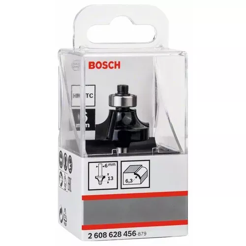 Zaoblovací fréza, 6 mm, R1 6,3 mm, D 25,4, L 13,1 mm, G 54 mm BOSCH 2608628456