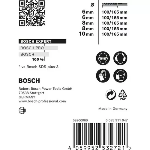 Sada vrtáků do kladiv EXPERT SDS plus-7X, 6/6/8/8/10 mm, 5 ks BOSCH 2608900198