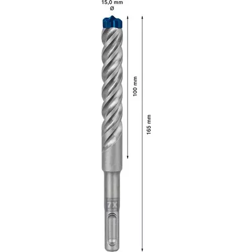 Vrták do kladiv EXPERT SDS plus-7X, 15 × 100 × 165 mm BOSCH 2608900127