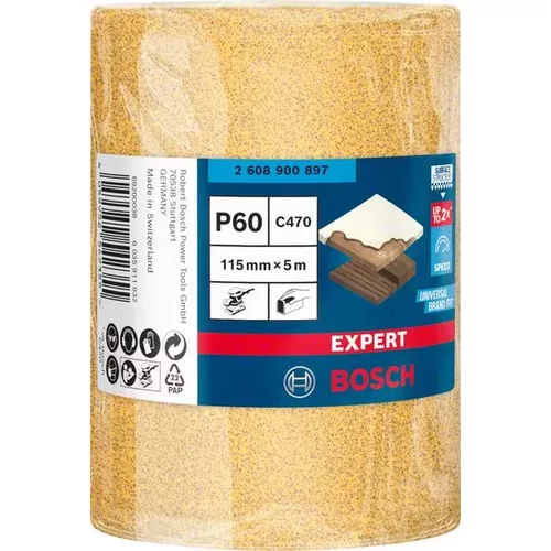 Role brusného papíru EXPERT C470 pro ruční broušení 115 mm, 5 m, P60 BOSCH 2608900897