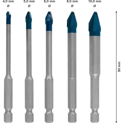 5dílná sada vrtáků do dlažby EXPERT HEX-9 HardCeramic 4/5/6/8/10 mm BOSCH 2608900597