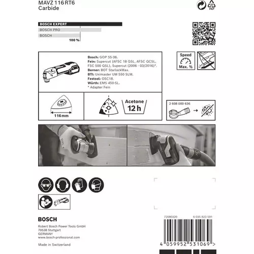 Brusný talíř pro víceúčelové nástroje EXPERT Sanding Plate MAVZ 116 RT6, 116 mm BOSCH 2608900054