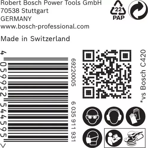 Brusný papír EXPERT C470 s 8 otvory pro vibrační brusky 125 mm, G 220, 50 ks BOSCH 2608901121