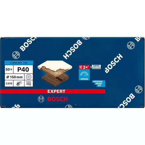 Brusný papír EXPERT C470 s více otvory pro vibrační brusky 150 mm, G 40 50 ks BOSCH 2608901135