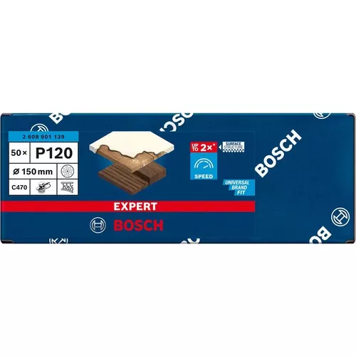 Brusný papír EXPERT C470 s více otvory pro vibrační brusky 150 mm, G 120 50 ks BOSCH 2608901139