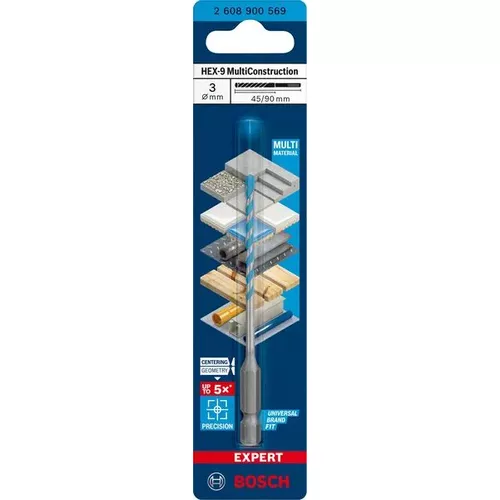 Víceúčelový vrták EXPERT HEX-9 MultiConstruction, 3 × 45 × 90 mm BOSCH 2608900569