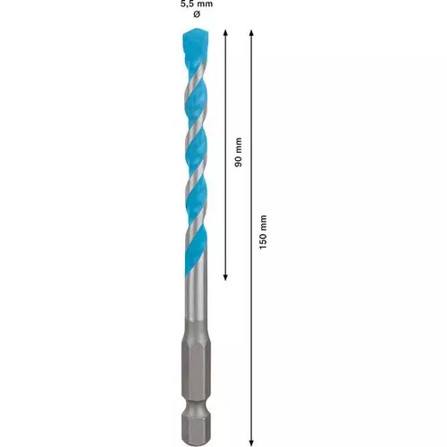 Víceúčelový vrták EXPERT HEX-9 MultiConstruction, 5,5 × 90 × 150 mm BOSCH 2608900573