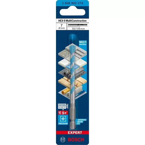 Víceúčelový vrták EXPERT HEX-9 MultiConstruction, 7 × 50 × 100 mm BOSCH 2608900579