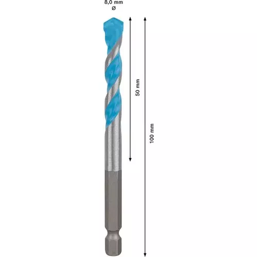 Víceúčelový vrták EXPERT HEX-9 MultiConstruction, 8 × 50 × 100 mm BOSCH 2608900581