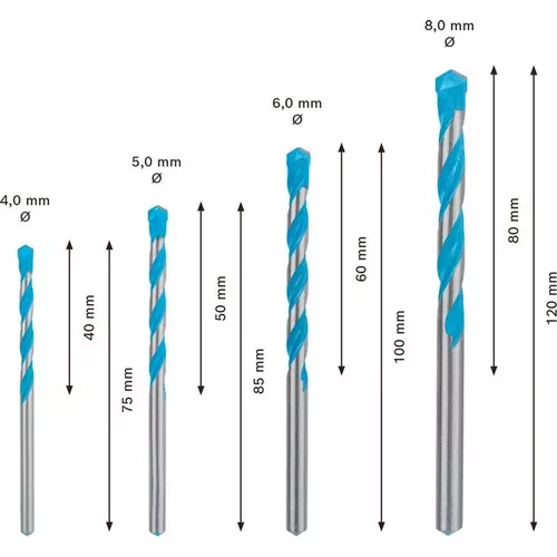 4dílná sada vrtáků EXPERT MultiConstruction CYL-9, 4/5/6/8 mm BOSCH 2608900645