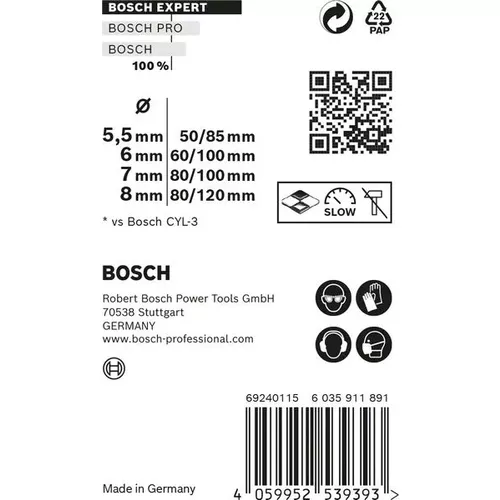 4dílná sada vrtáků EXPERT MultiConstruction CYL-9 5,5/6/7/8 mm BOSCH 2608900646