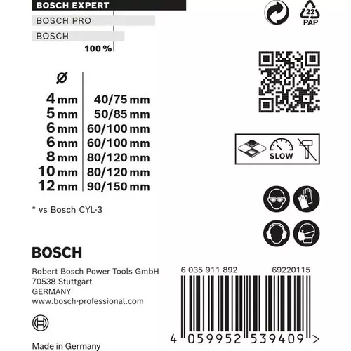 7dílná sada vrtáků EXPERT CYL-9 MultiConstruction 4/5/6/6/8/10/12 mm BOSCH 2608900647