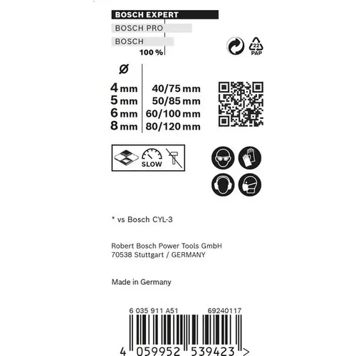 4dílná sada vrtáků EXPERT MultiConstruction CYL-9, 4/5/6/8 mm BOSCH 2608900649