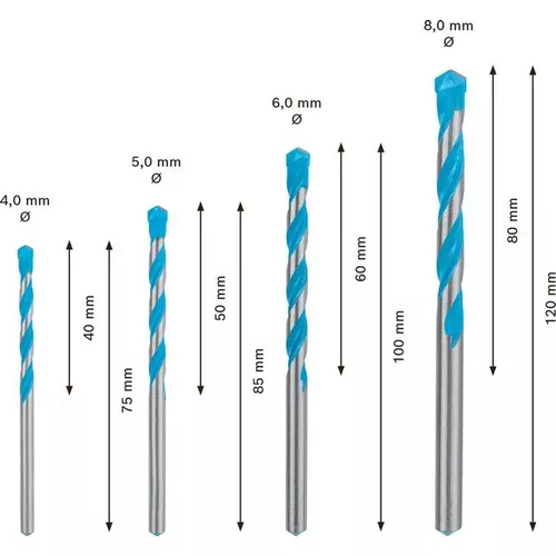 4dílná sada vrtáků EXPERT MultiConstruction CYL-9, 4/5/6/8 mm BOSCH 2608900649