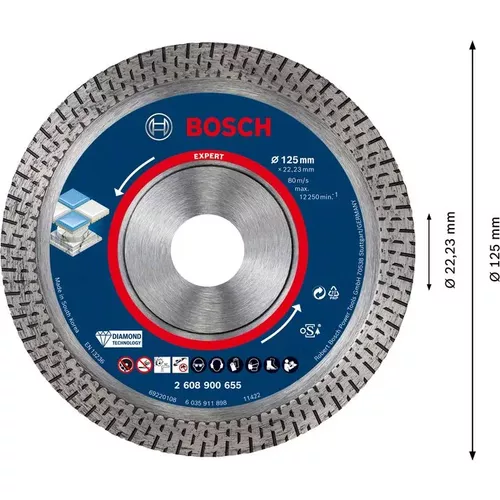 Diamantový řezný kotouč EXPERT HardCeramic 125 × 22,23 × 1,4 × 10 mm BOSCH 2608900655