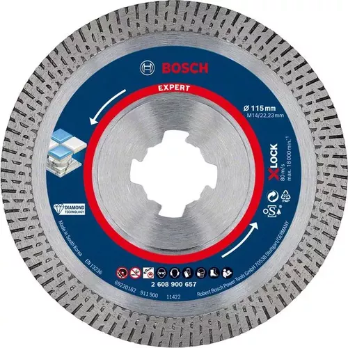 Diamantový řezný kotouč EXPERT HardCeramic X-LOCK 115 × 22,23 × 1,4 × 10 mm BOSCH 2608900657