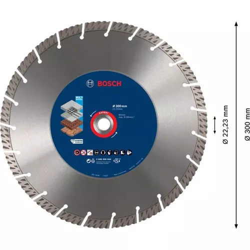 Diamantový dělicí kotouč EXPERT MultiMaterial 300 × 22,23 × 2,8 × 15 mm BOSCH 2608900664