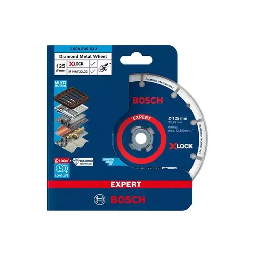 Diamantový řezací kotouč EXPERT Diamond Metal Wheel X-LOCK 125 × 22,23 mm BOSCH 2608900533