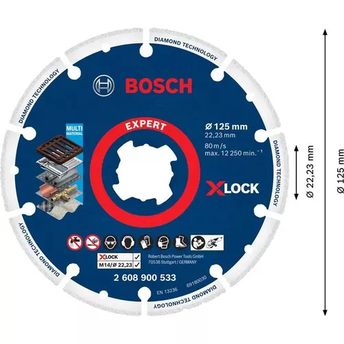 Diamantový řezací kotouč EXPERT Diamond Metal Wheel X-LOCK 125 × 22,23 mm BOSCH 2608900533