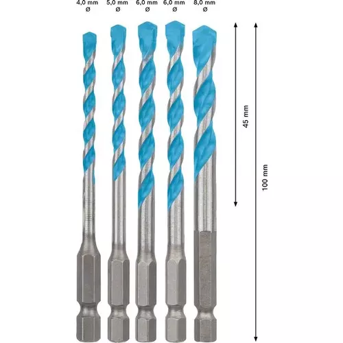 5dílná sada vrtáků EXPERT HEX-9 MultiConstruction 4/5/6/6/8 mm BOSCH 2608900585