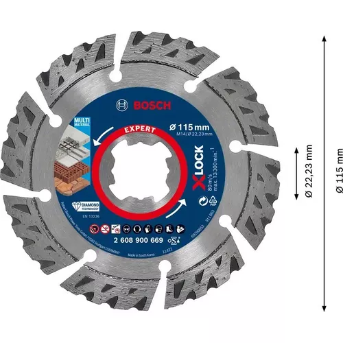 Diamantový dělicí kotouč EXPERT MultiMaterial X-LOCK 115 × 22,23 × 2,4 × 12 mm BOSCH 2608900669