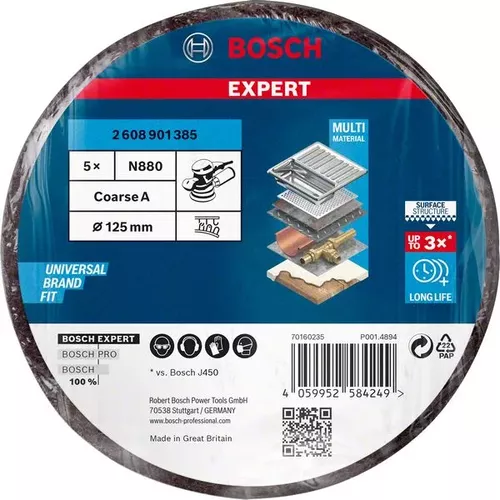 Rounový brusný kotouč EXPERT N880 pro excentrické brusky 125 mm, Coarse, 5 ks BOSCH 2608901385