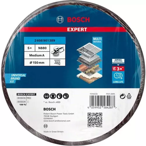 Brusné rounové kotouče EXPERT N880 pro excentrické brusky 150 mm, Medium, 5 ks BOSCH 2608901389