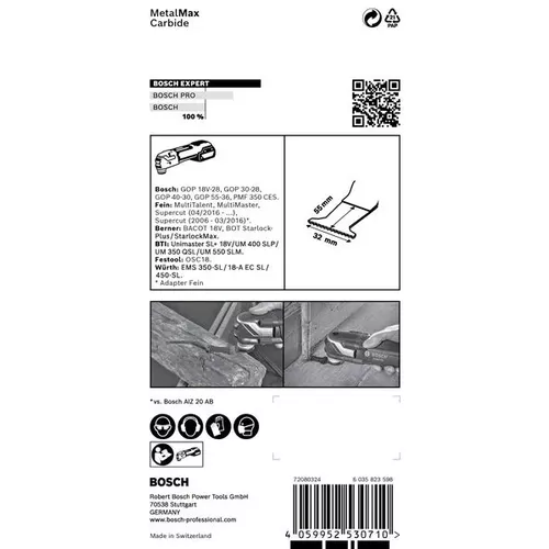 Ponorný pilový list pro oscilační nářadí EXPERT MetalMax PAIZ 32 AIT 50 × 32 mm BOSCH 2608900019