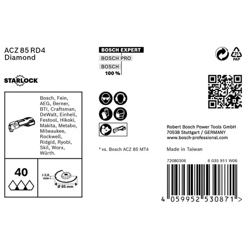 Segmentové pilové kotouče EXPERT ACZ 85 RD4 85 mm, 10 ks BOSCH 2608900035