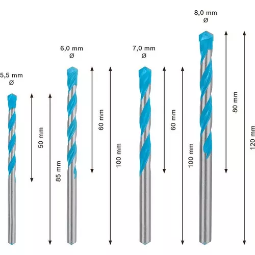 4dílná sada vrtáků EXPERT MultiConstruction CYL-9 5,5/6/7/8 mm BOSCH 2608900650