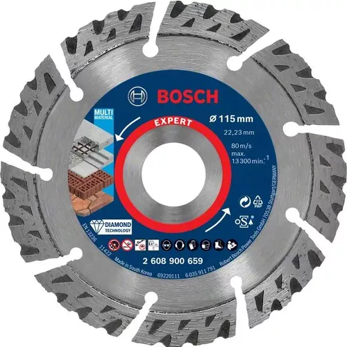 Diamantový řezný kotouč EXPERT MultiMaterial 115 × 22,23 × 2,2 × 12 mm BOSCH 2608900659