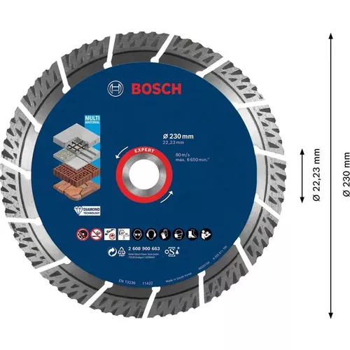 Diamantový dělicí kotouč EXPERT MultiMaterial 230 × 22,23 × 2,4 × 15 mm BOSCH 2608900663