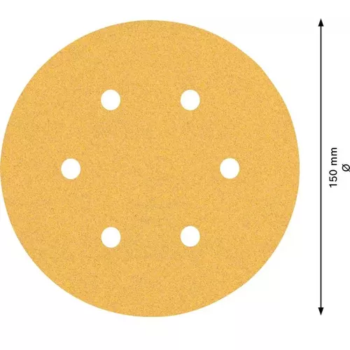 Brusný papír EXPERT C470 s 6 otvory pro vibrační brusky 150 mm, G 100, 5 ks BOSCH 2608900816