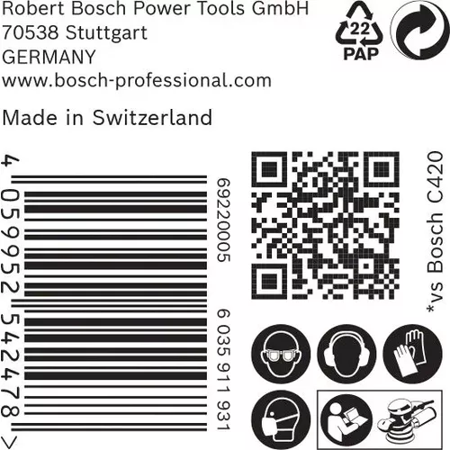 Brusný papír EXPERT C470 s 8 otvory pro vibrační brusky 125 mm, G 60, 50 ks BOSCH 2608900909