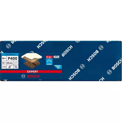 Brusný papír EXPERT C470 s 8 otvory pro vibrační brusky 93 × 186 mm, G 400, 50 ks BOSCH 2608900941