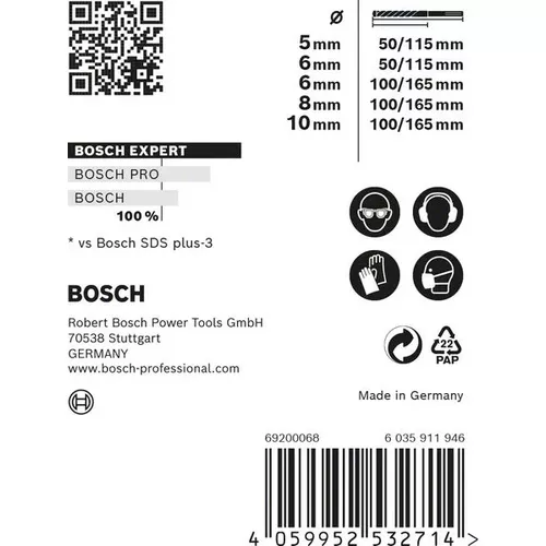 Sada vrtáků do kladiv EXPERT SDS plus-7X, 5/6/6/8/10 mm, 5 ks BOSCH 2608900197