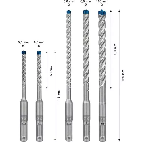 Sada vrtáků do kladiv EXPERT SDS plus-7X, 5/6/6/8/10 mm, 5 ks BOSCH 2608900197