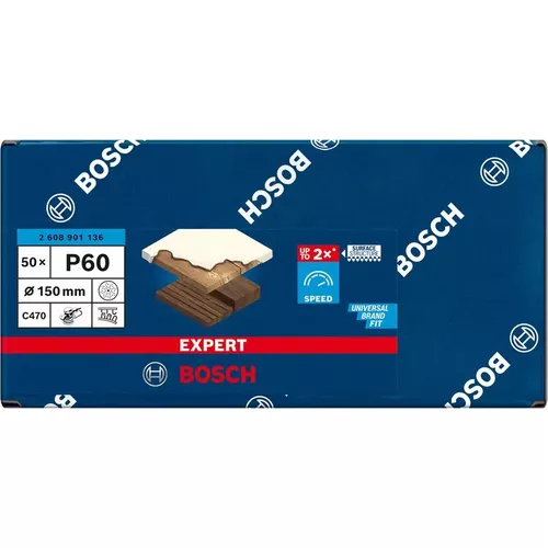 Brusný papír EXPERT C470 s více otvory pro vibrační brusky 150 mm, G 60 50 ks BOSCH 2608901136