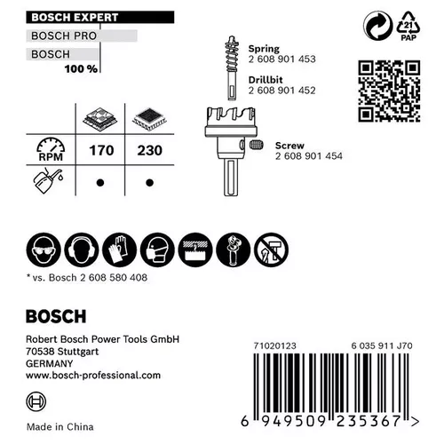 Děrovka EXPERT Sheet Metal 70 mm BOSCH 2608901443