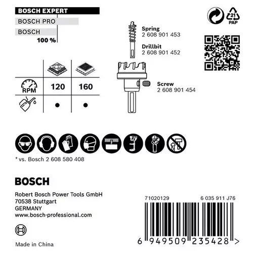 Děrovka EXPERT Sheet Metal 100 mm BOSCH 2608901449