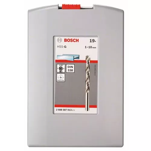 19dílná sada spirálových vrtáků do kovu HSS-G, ProBox, DIN 338, 135° 1–10 mm BOSCH 2608587013