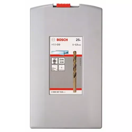 25dílná sada spirálových vrtáků do kovu HSS-Co, ProBox, DIN 338 (kobaltová slitina) 1–13 mm  BOSCH 2608587018